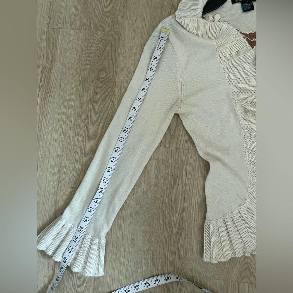 Cream Silk Cashmere Cardigan Embroidered Size L Romantic Classic Style - Picture 10 of 11